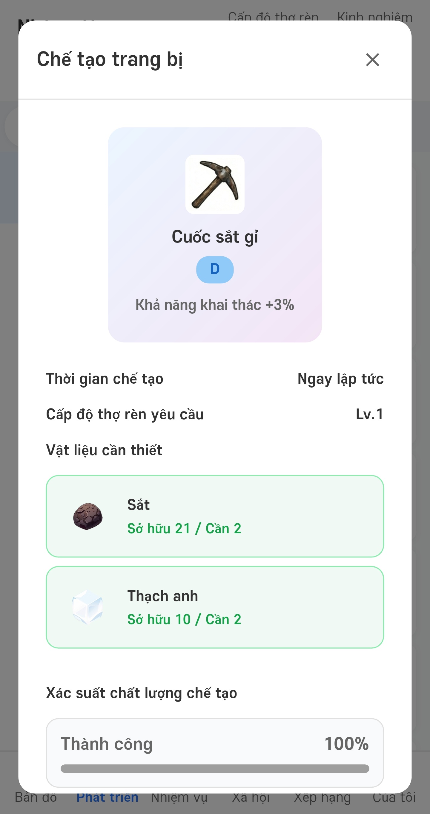 Hướng dẫn: chế tạo trang bị